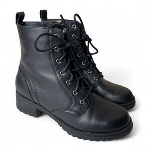 Cole Haan Combat Boots Womens 6.5 Black Camea Waterproof Leather W20768 Grunge